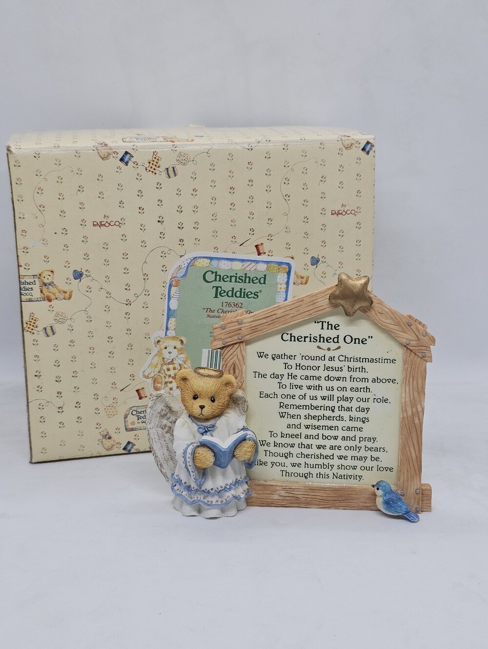 New Cherished Teddies Nativity prayer frame plaque FIGURINE Christmas holiday re